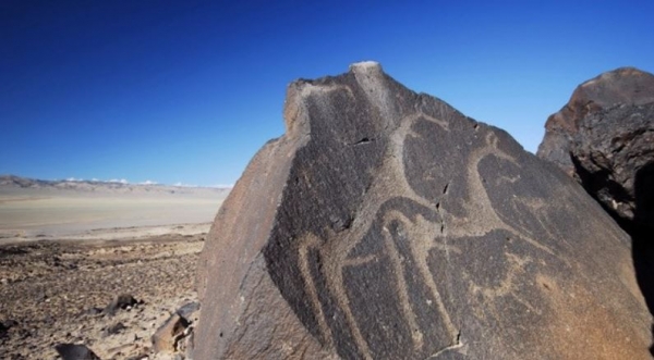 몽골 서북부 초원에서 발견된 기린 암각화. [사진=도서출판 은행나무] 